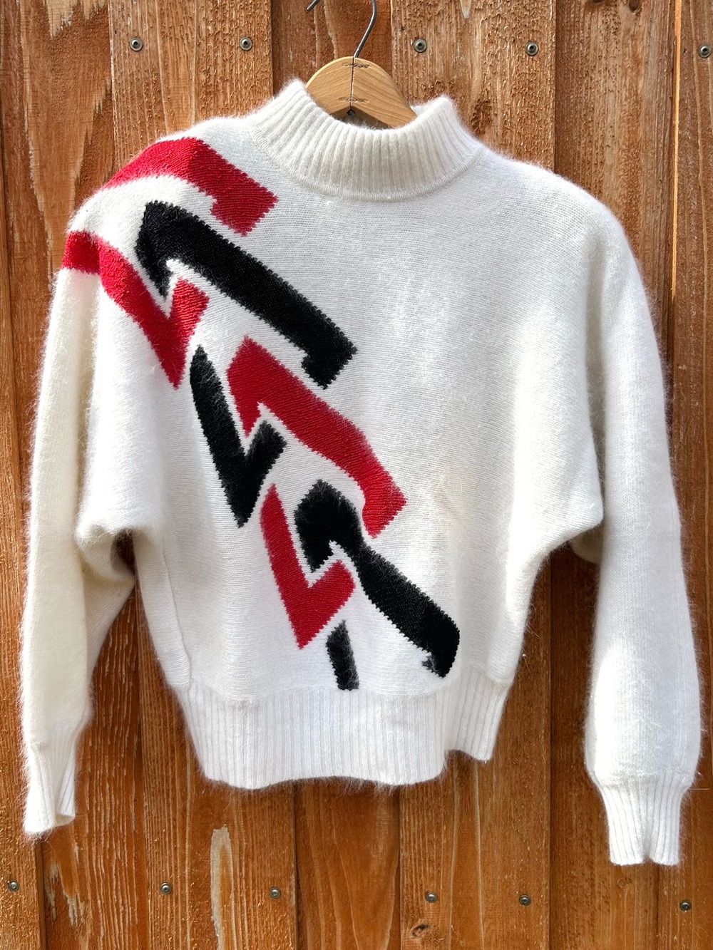 Genuine Vintage 80s Angora Wool Cozy Sweater Shoulder Pads Richard & Co. Size S